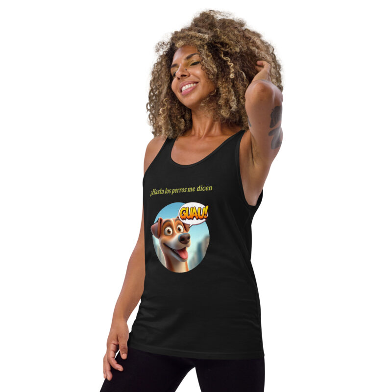 Camiseta sin mangas, para mujer: “Hasta los perros me dicen Guau” - Imagen 2