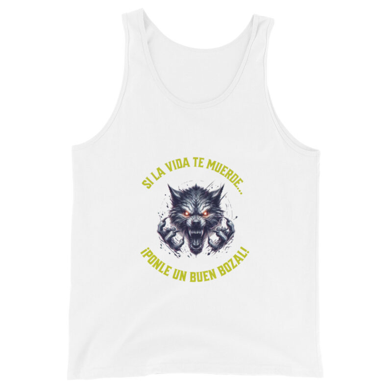 Camiseta sin mangas: “Si la vida te muerde… ¡Ponle un buen bozal!" - Imagen 3
