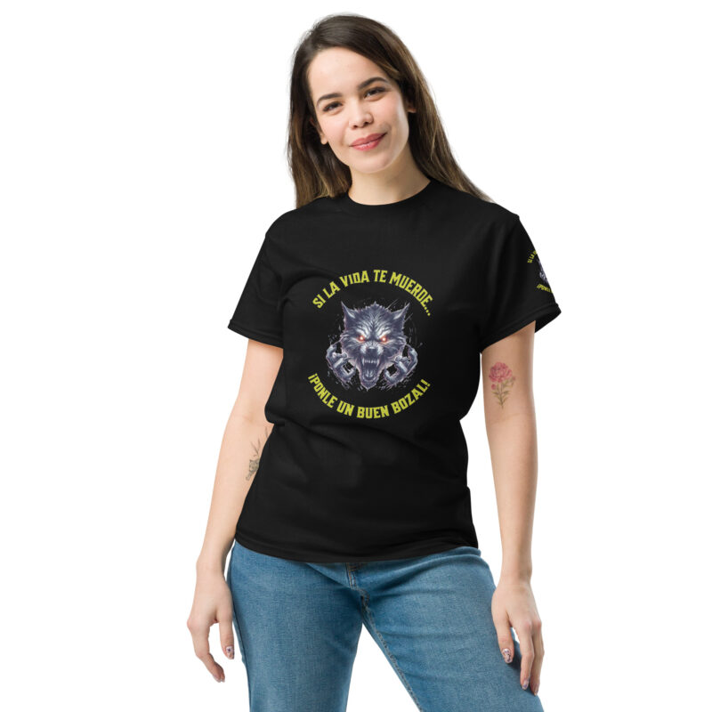 Camiseta de manga corta: “Si la vida te muerde… ¡Ponle un buen bozal!" - Imagen 3